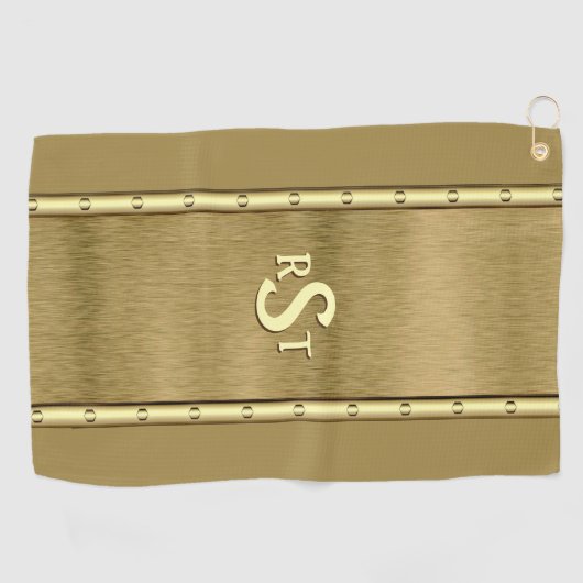 3 Initiaal Letter-monogram geborsteld bruin Tan Cr Golfhanddoek (Horizontaal)