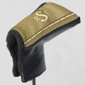 3 Initiaal Letter-monogram geborsteld bruin Tan Cr Golfheadcover (3/4 voorkant)