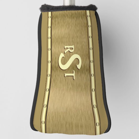 3 Initiaal Letter-monogram geborsteld bruin Tan Cr Golfheadcover (Draai 90)