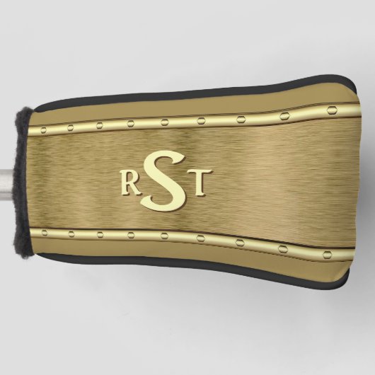 3 Initiaal Letter-monogram geborsteld bruin Tan Cr Golfheadcover (Voorkant)