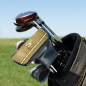 3 Initiaal Letter-monogram geborsteld bruin Tan Cr Golfheadcover (Insitu)