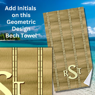 3 Initiaal Letter-monogram geborsteld bruin Tan Cr Strandlaken