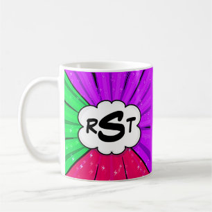3 Initiaal Letter Monogram Pop Art Cloud Koffiemok