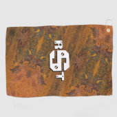 3 Initiaal Letter Monogram Rusty Steel Bord Kijk Golfhanddoek (Horizontaal)