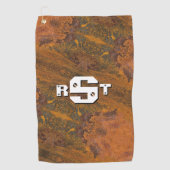 3 Initiaal Letter Monogram Rusty Steel Bord Kijk Golfhanddoek (Voorkant)
