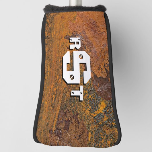 3 Initiaal Letter Monogram Rusty Steel Bord Kijk Golfheadcover (Draai 90)