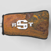 3 Initiaal Letter Monogram Rusty Steel Bord Kijk Golfheadcover (Voorkant)