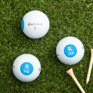 3 Initiaal letters met monogram azuurblauw Golfballen