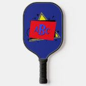 3 Initiaal letters Monogram geometrische kleurenla Pickleball Paddle (Voorkant)