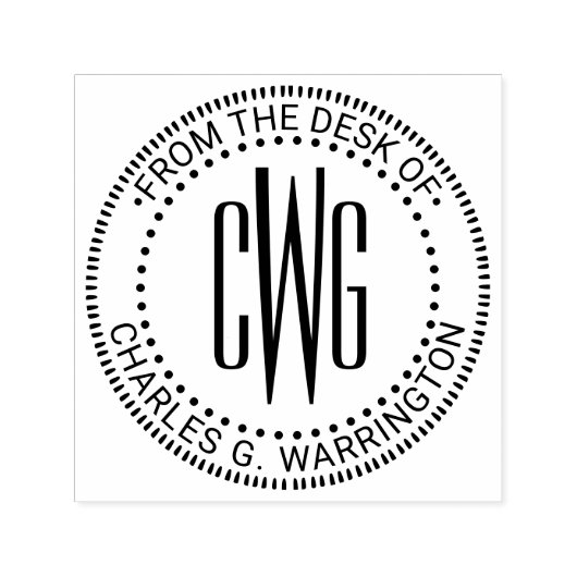 3 Initiaal Monogram #4 Van de hand van Naam Zelfinktende Stempel (Design)