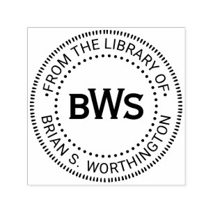 3 Initiaal Monogram Bibliotheek Boek Naam #93 Zelfinktende Stempel