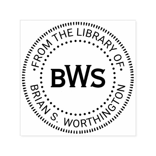 3 Initiaal Monogram Bibliotheek Boeknaam #93 Zelfinktende Stempel (Design)