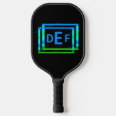 3 Initiaal Monogram Blauw Groen Geometrisch Pickleball Paddle (Voorkant)
