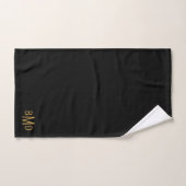 3 Initiaal Monogram Gouden Script Naam Zwart Bad Handdoek (Handdoek)