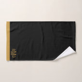 3 Initiaal Monogram Gouden Script Naam Zwart Bad Handdoek (Handdoek)