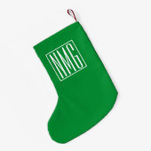 3 Initiaal Monogram | Groen & Wit Kleine Kerstsok (Achterkant (Hangend))