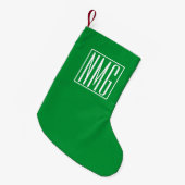 3 Initiaal Monogram | Groen & Wit Kleine Kerstsok (Voorkant (Hangend))