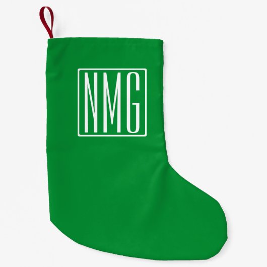 3 Initiaal Monogram | Groen & Wit Kleine Kerstsok (Voorkant)