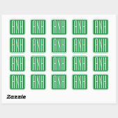 3 Initiaal Monogram | Groen & Wit Vierkante Sticker (Vel)