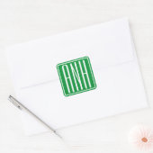 3 Initiaal Monogram | Groen & Wit Vierkante Sticker (Envelop)