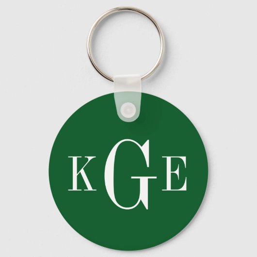 3 initiaal monogram groene witte groomsmen fob sleutelhanger (Voorkant)