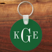 3 initiaal monogram groene witte groomsmen fob sleutelhanger (Voorkant)