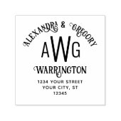 3 Initiaal Monogram Koppel Naam Retouradres Zelfinktende Stempel (Design)