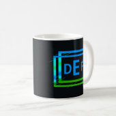 3 Initiaal Monogram Letter Blue Green Geometric Koffiemok (Voorkant rechts)