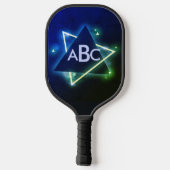 3 Initiaal Monogram Letter Blue Green Space Vorm Pickleball Paddle (Achterkant)