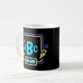 3 Initiaal Monogram Letter Blue Yellow on Air Coff Koffiemok (Voorkant links)