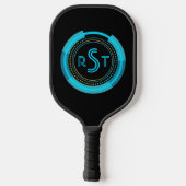 3 Initiaal Monogram Letter Futuristic Tech Cirkel Pickleball Paddle (Achterkant)