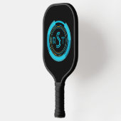 3 Initiaal Monogram Letter Futuristic Tech Cirkel Pickleball Paddle (Links)