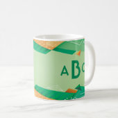 3 Initiaal Monogram Letter Geometrische Groene Mod Koffiemok (Voorkant rechts)