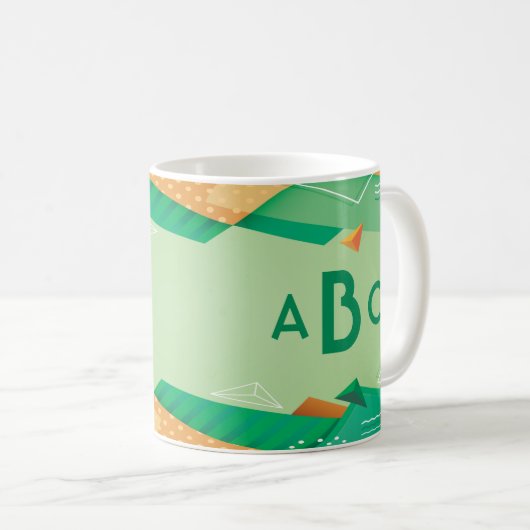3 Initiaal Monogram Letter Geometrische Groene Mod Koffiemok (Voorkant rechts)