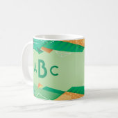 3 Initiaal Monogram Letter Geometrische Groene Mod Koffiemok (Voorkant links)