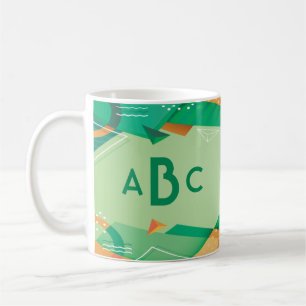3 Initiaal Monogram Letter Geometrische Groene Mod Koffiemok