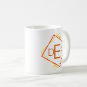3 Initiaal Monogram Letter Red Yellow Brown Square Koffiemok (Voorkant rechts)