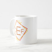 3 Initiaal Monogram Letter Red Yellow Brown Square Koffiemok (Voorkant links)