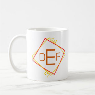 3 Initiaal Monogram Letter Red Yellow Brown Square Koffiemok