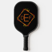 3 Initiaal Monogram Letter Red Yellow Brown Square Pickleball Paddle (Achterkant)