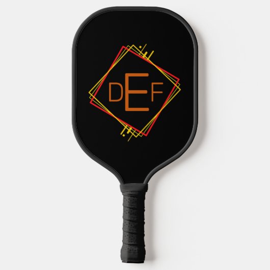 3 Initiaal Monogram Letter Red Yellow Brown Square Pickleball Paddle (Achterkant)