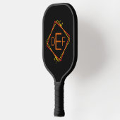 3 Initiaal Monogram Letter Red Yellow Brown Square Pickleball Paddle (Links)