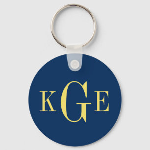 3 initiaal monogram marinegeel groomsmannetje fob sleutelhanger