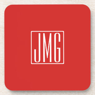 3 Initiaal Monogram Rood & Wit (of doe-het-zelf Bier Onderzetter