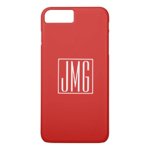 3 Initiaal Monogram Rood & Wit (of doe-het-zelf iPhone 8/7 Plus Hoesje