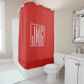 3 Initiaal Monogram | Rood & Wit (of doe-het-zelf  Douchegordijn (In situ)