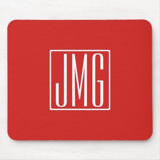 3 Initiaal Monogram | Rood & Wit (of doe-het-zelf Muismat (Voorkant)