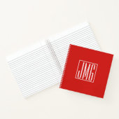 3 Initiaal Monogram | Rood & Wit (of doe-het-zelf Notitieboek (Binnen)