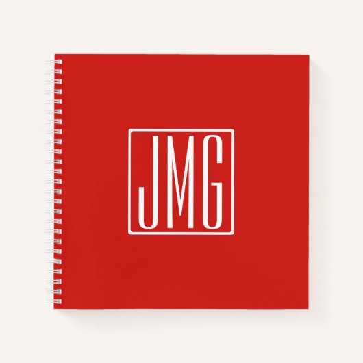3 Initiaal Monogram | Rood & Wit (of doe-het-zelf Notitieboek (Voorkant)