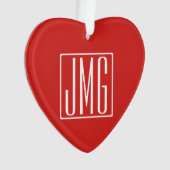 3 Initiaal Monogram | Rood & Wit (of doe-het-zelf Ornament (voorkant)